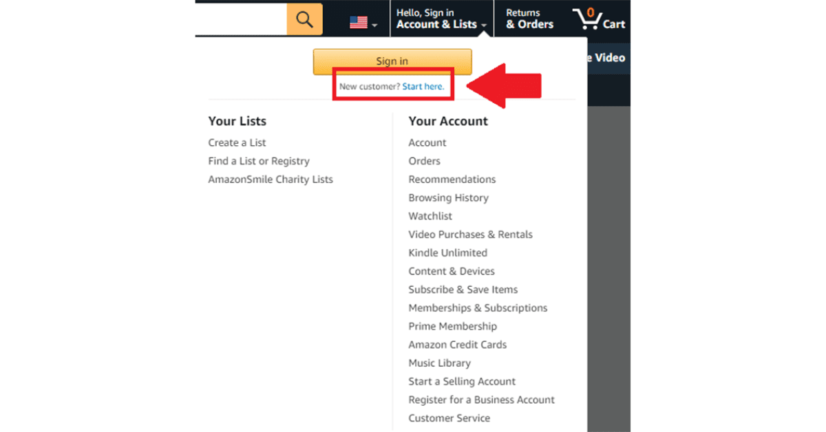 Bắt đầu đăng ký Amazon