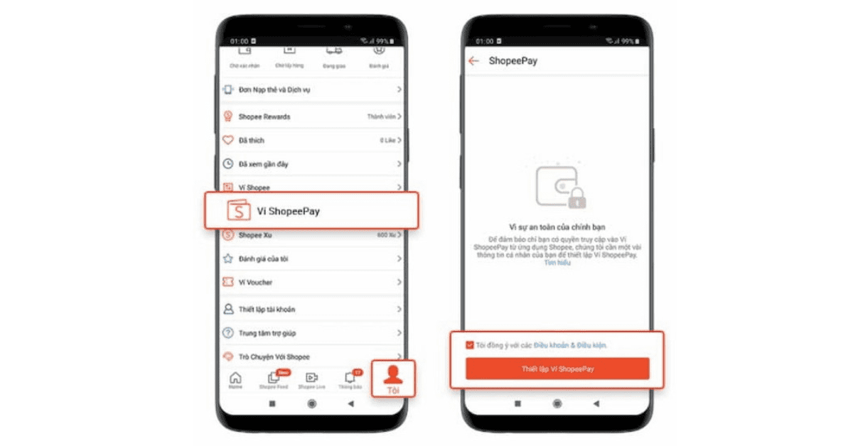 Mở ứng dụng Shopee và truy cập ShopeePay
