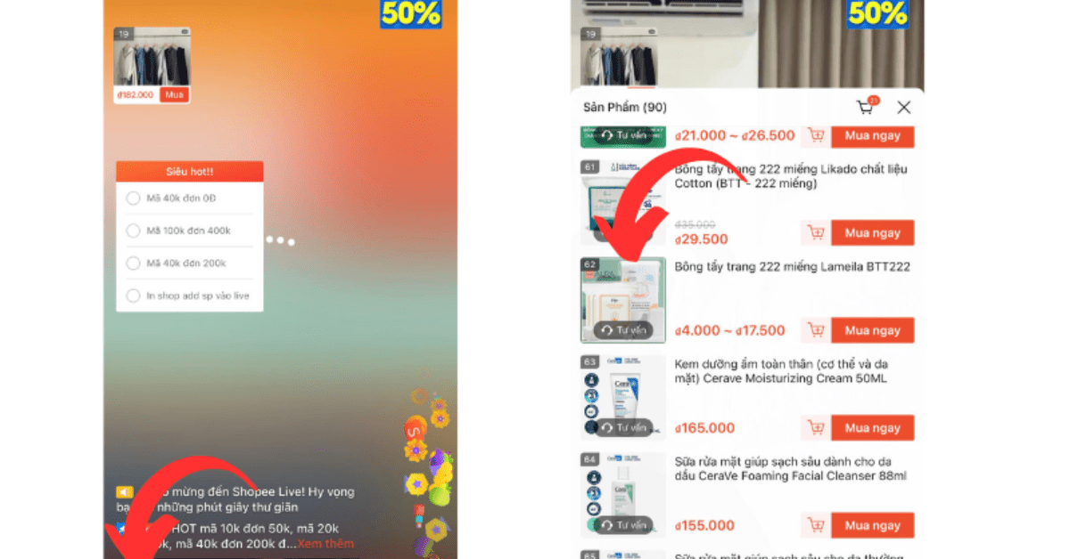 Thêm sản phẩm để gắn vào livestream trên Shopee Live