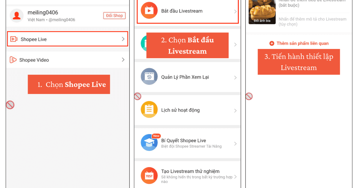 Thiết lập thông tin livestream trên Shopee Live