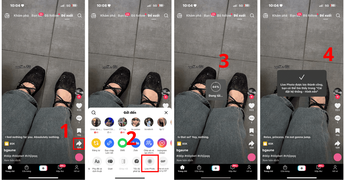 Cách lưu ảnh TikTok bằng Live Photo