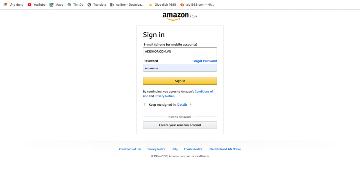 Đăng nhập bằng tài khoản Amazon của bạn