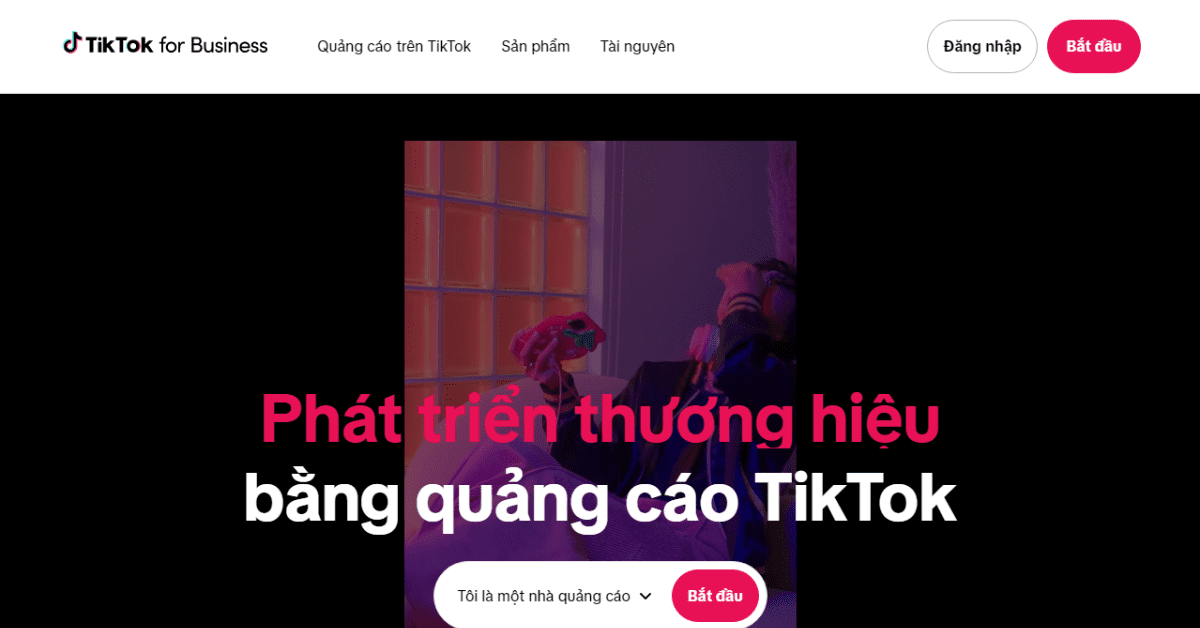 Bước 1: Truy cập trang web chính thức của Trình Quản lý Quảng cáo TikTok.
