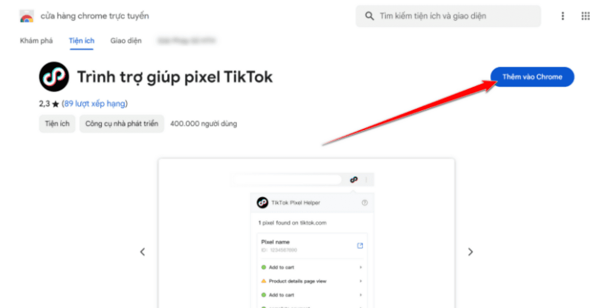 Sử dụng tiện ích TikTok Pixel Helper 2.0