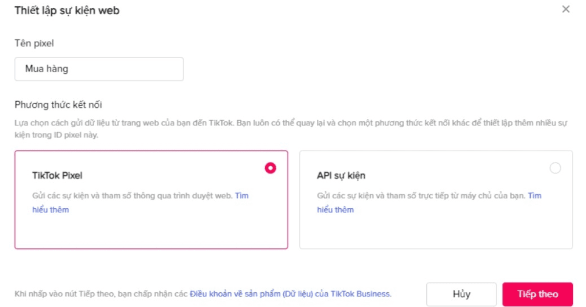Bước 1: Tạo TikTok Pixel mới trong Trình quản lý sự kiện