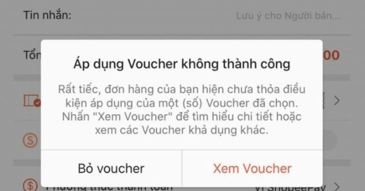 Áp dụng mã không đúng điều kiện sản phẩm/đơn hàng