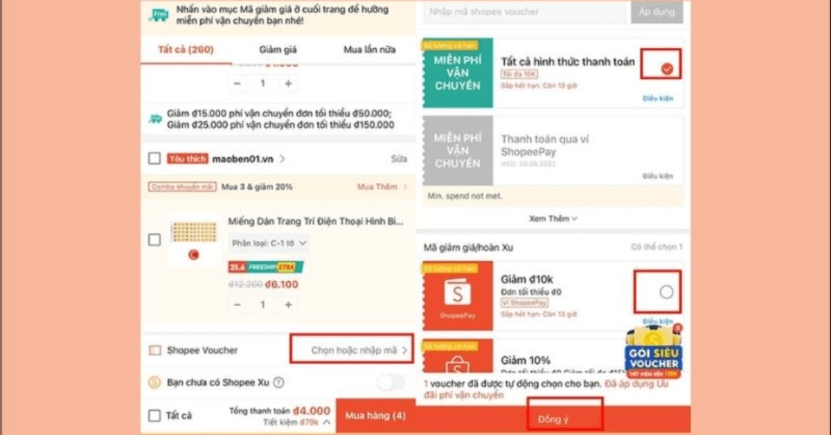 Cách 5: Kiểm tra lại điều kiện mã và sử dụng mã khác trên Shopee