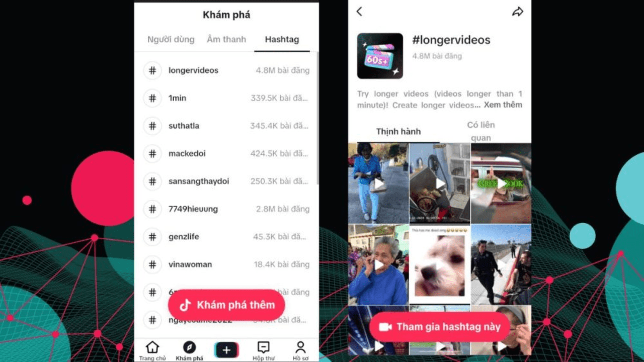 Quan sát hàng ngày feed & hashtags nổi bật