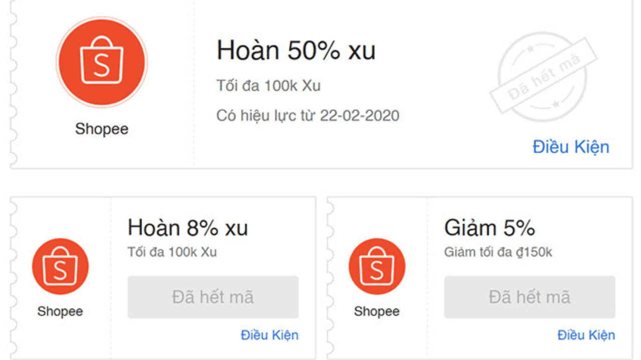 Sử dụng voucher hoàn xu