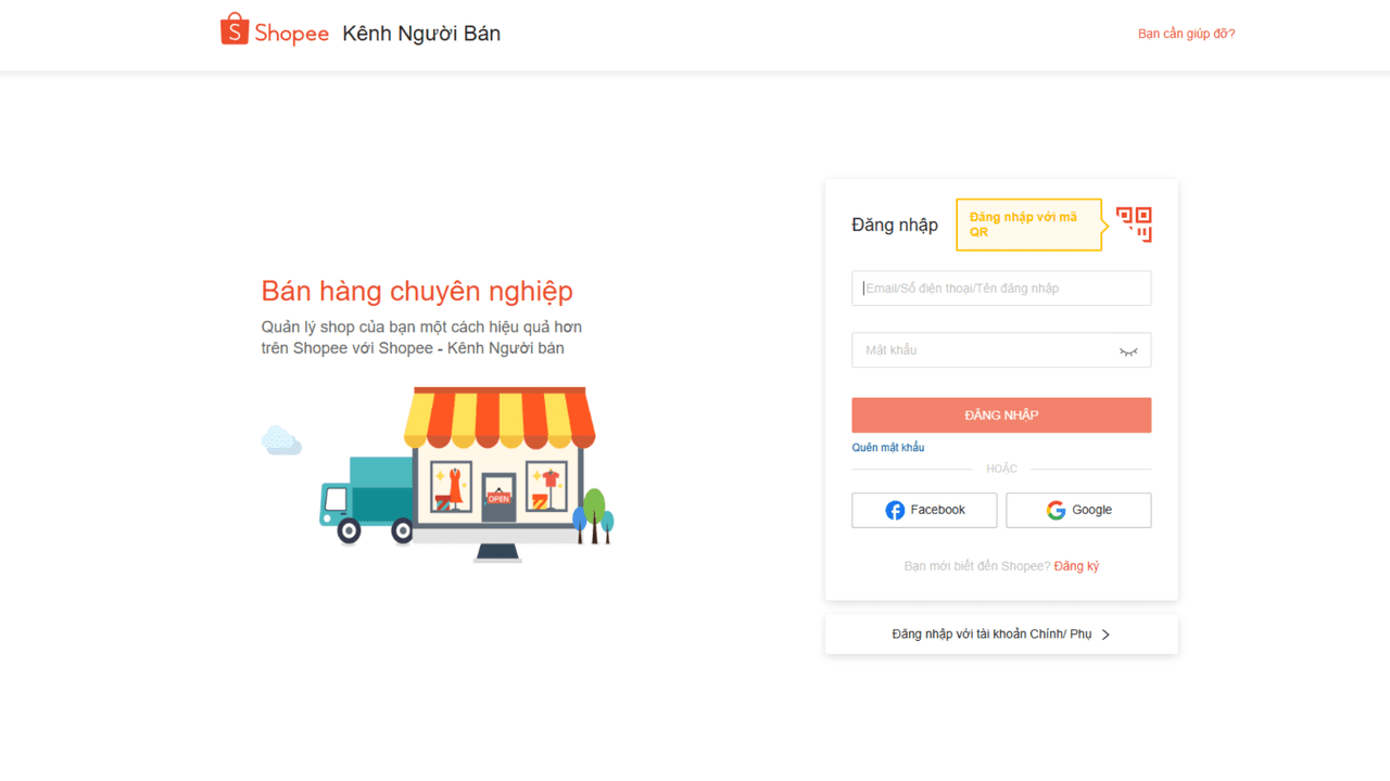 Truy cập Shopee Seller Center