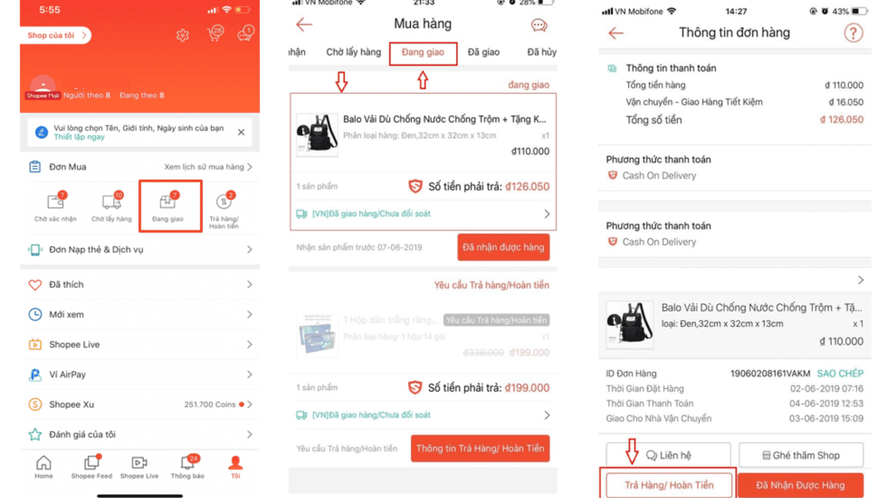 Truy cập Đơn mua